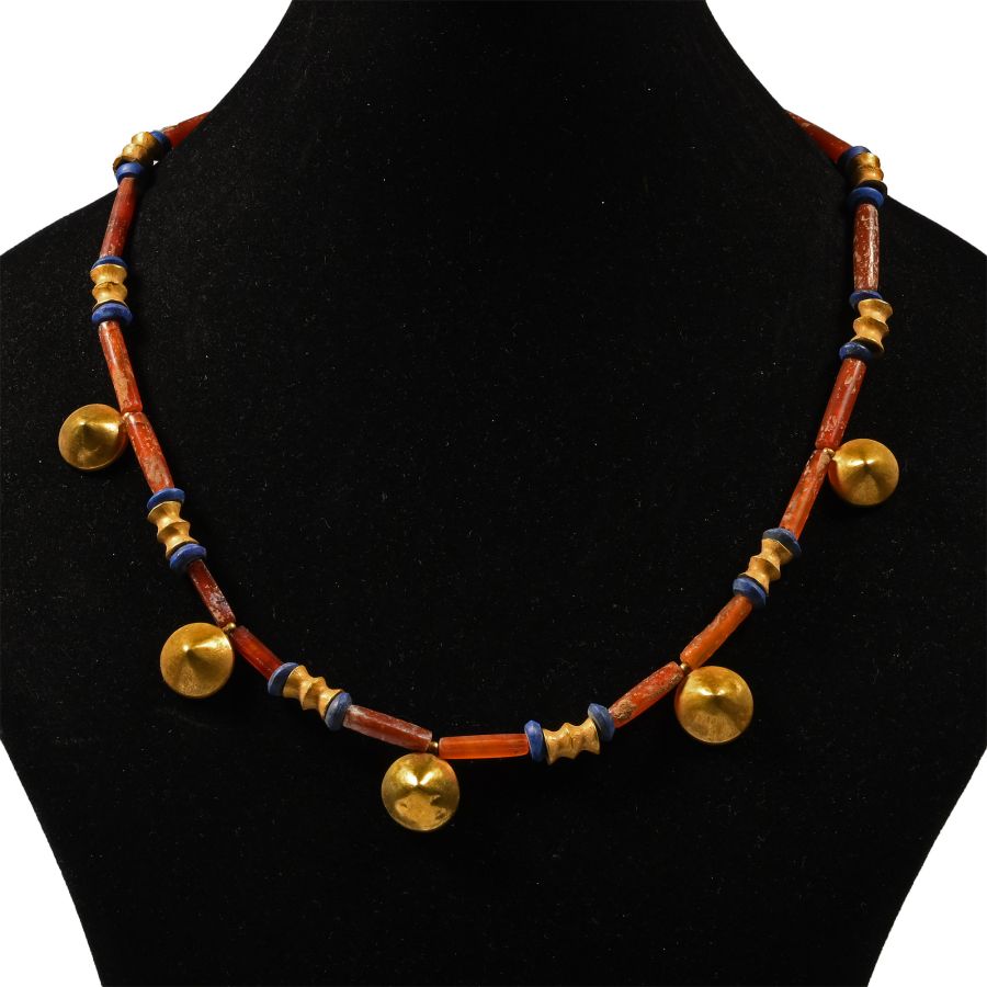 Elamite Carnelian Necklace with Gold Tubular Pendants
