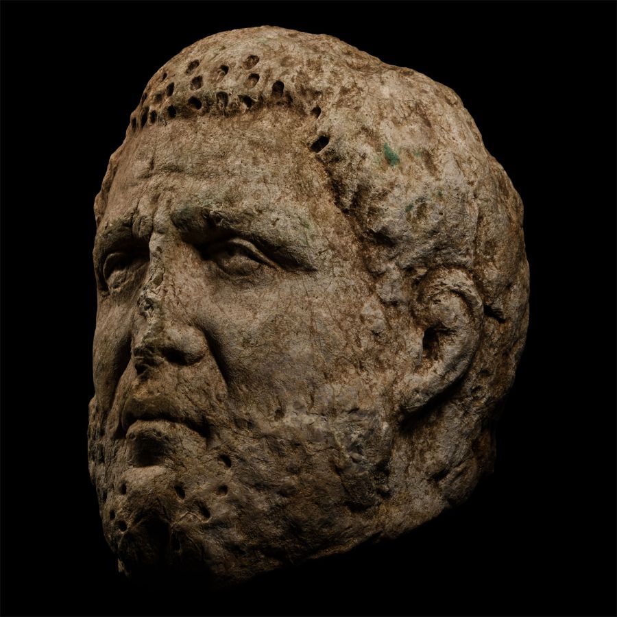 Over Life-Sized Roman Marble Head of a Tetrarch