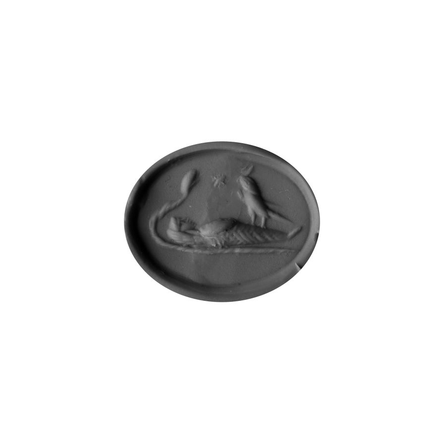 Roman Bloodstone Intaglio with Horus, Osiris and Ouroboros