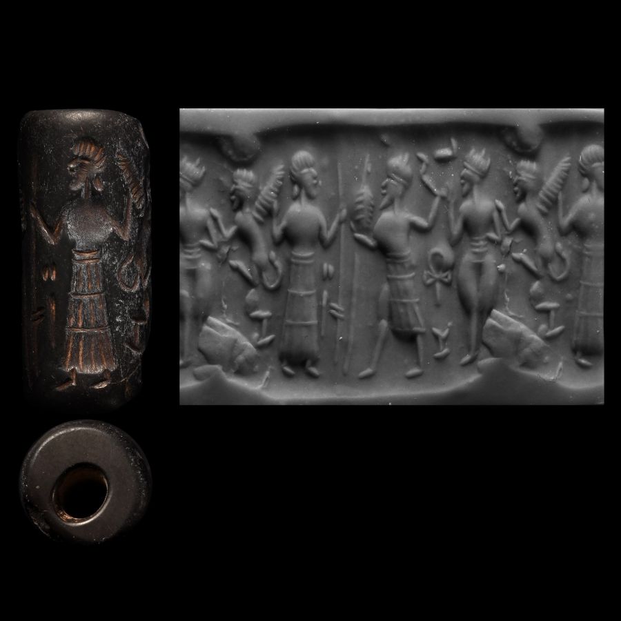 Western Asiatic Steatite Cylinder Seal with Figures