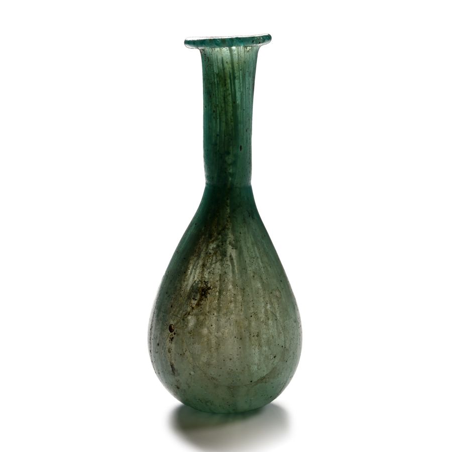 Roman Marbled Turquoise Glass Bottle