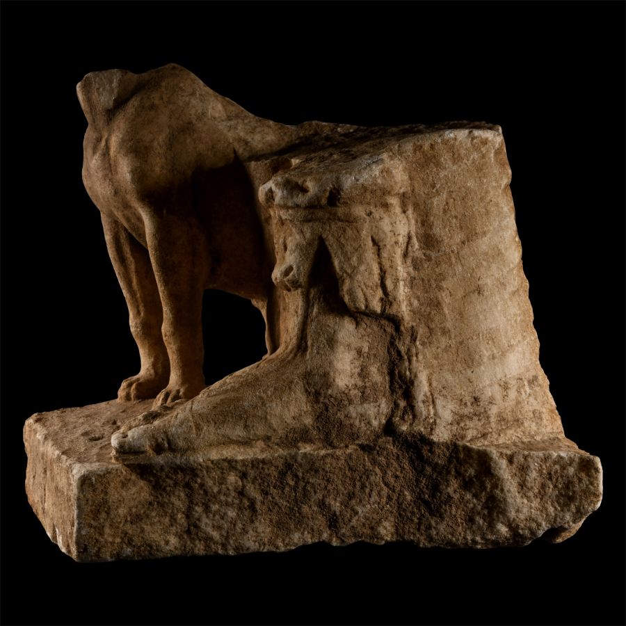 Roman Marble Statue Fragment with Dog