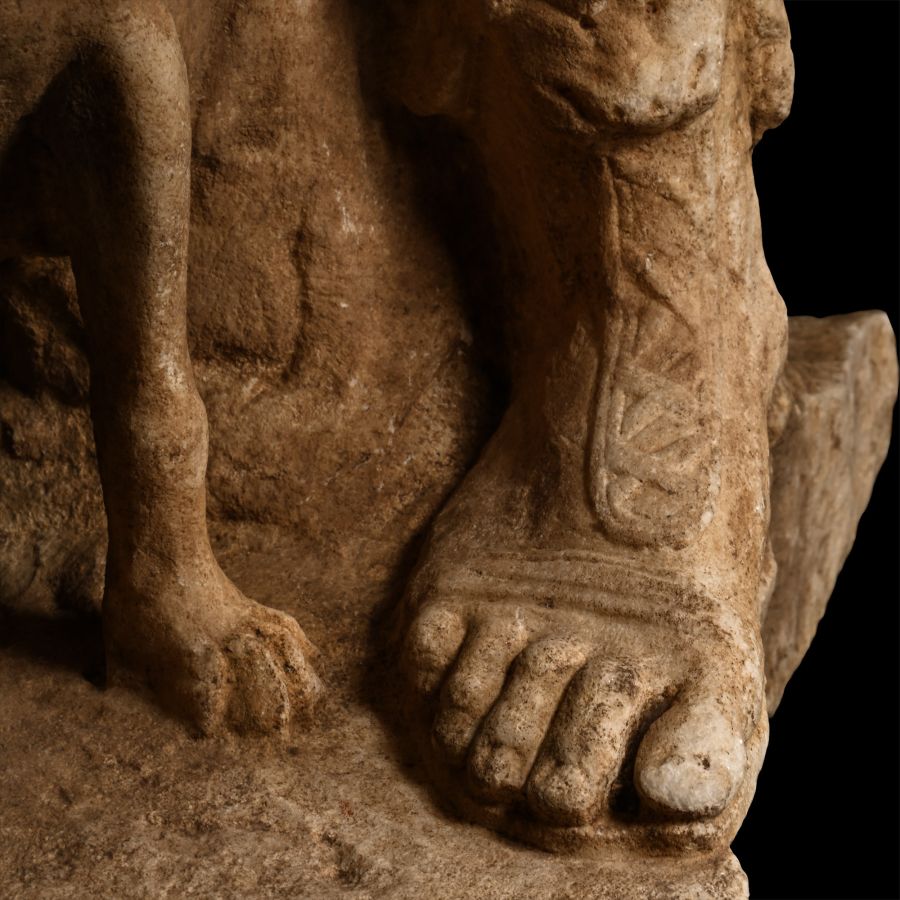 Roman Marble Statue Fragment with Dog