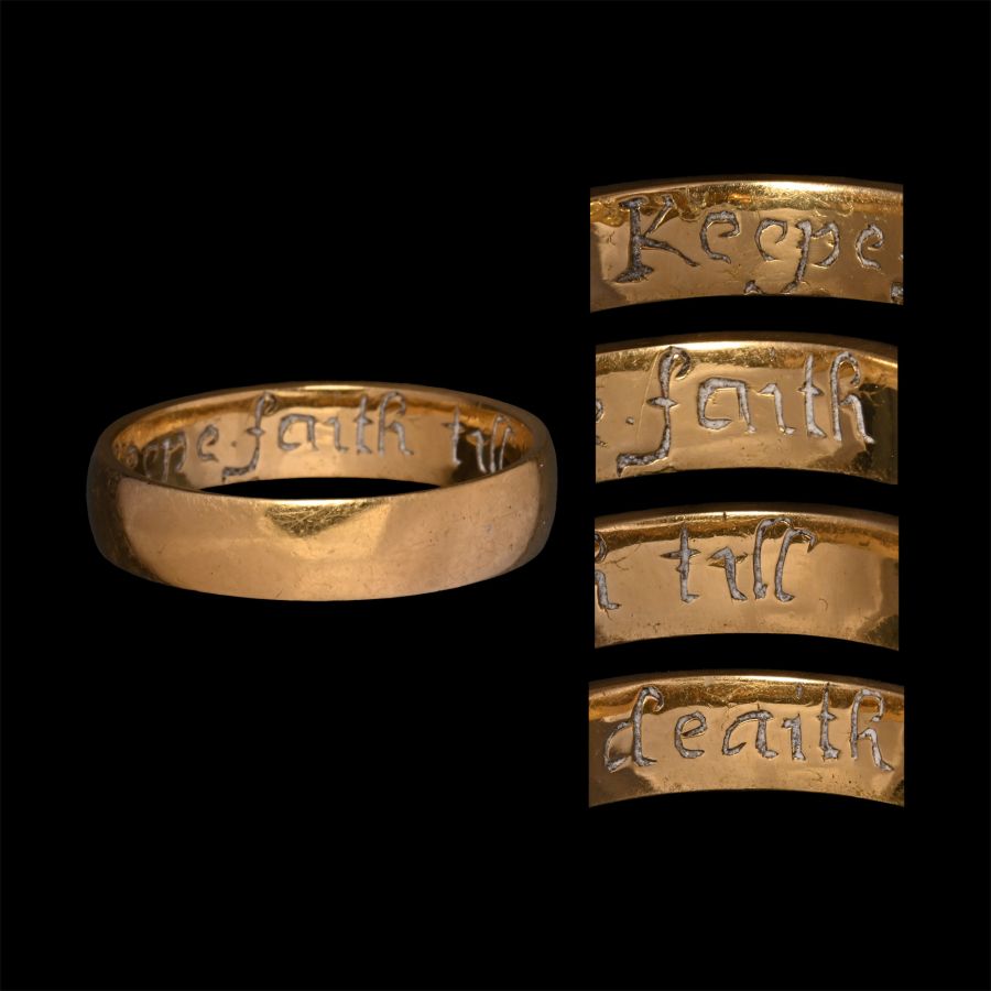 Tudor Gold 'Keepe Faith Till Deaith' Posy Ring