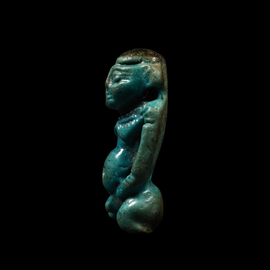 Egyptian Blue Glazed Faience Figure of Pataikos