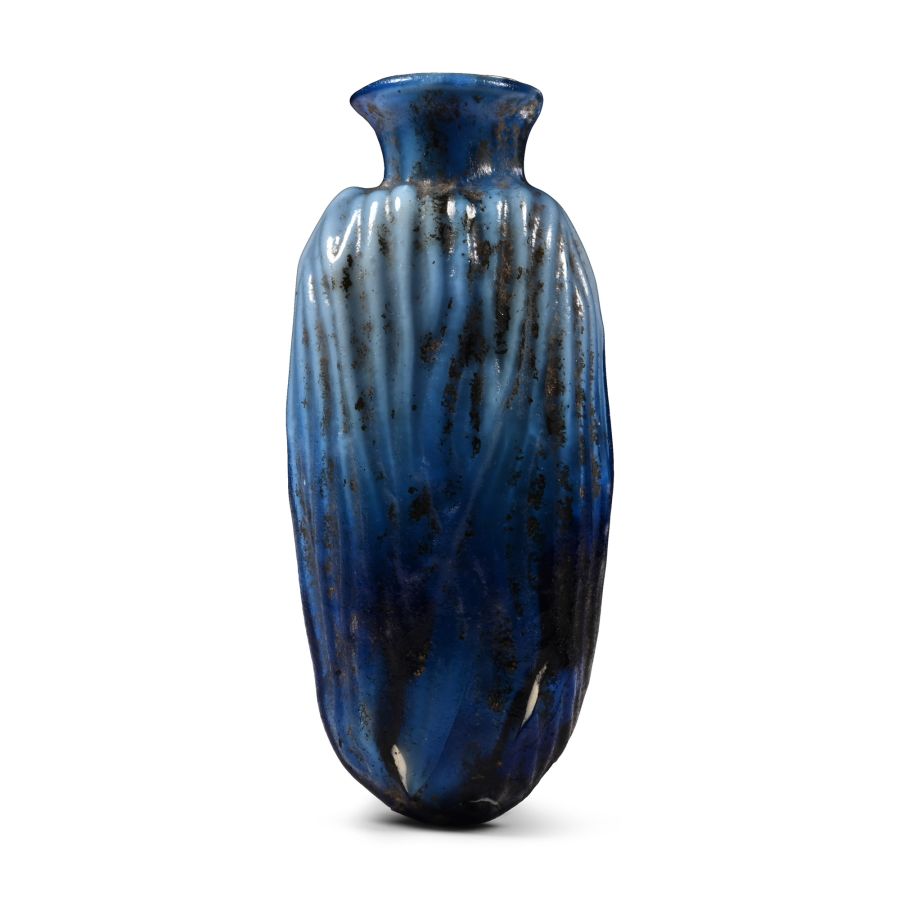 Roman Deep Blue Glass Date Flask