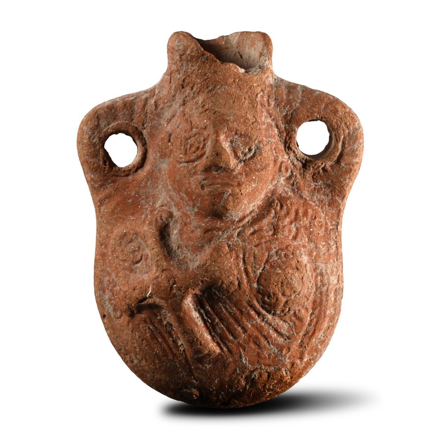 Byzantine Terracotta Pilgrim Flask with a Saint