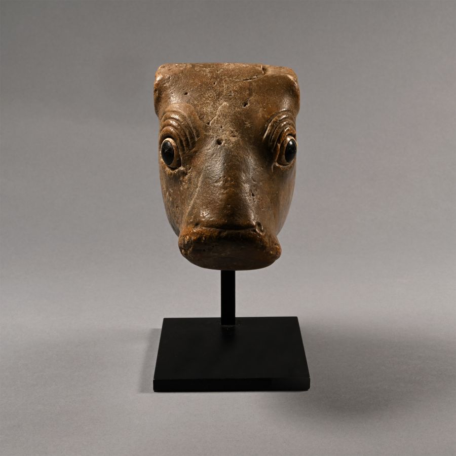Sumerian Limestone Bull Head Protome