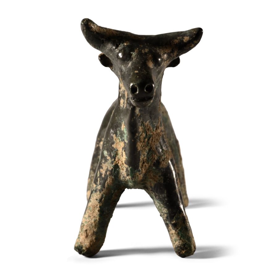 Large Western Asiatic Bronze Figure of a Bull
