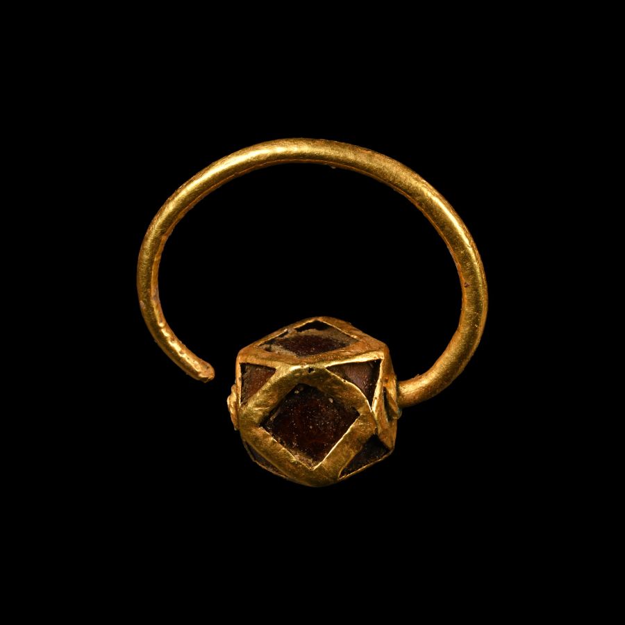 Merovingian Gold Hoop Earring with Garnets