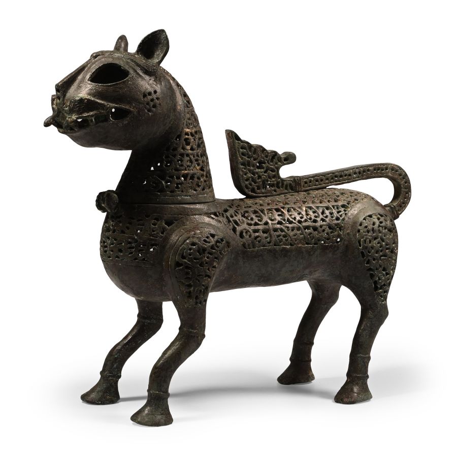 Western Asiatic Style Bronze Lion Incense Burner