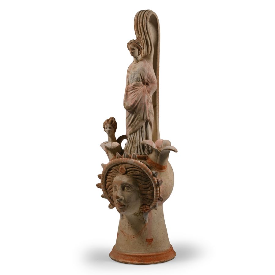 Large Greek Canosan Style Terracotta Figural Vessel