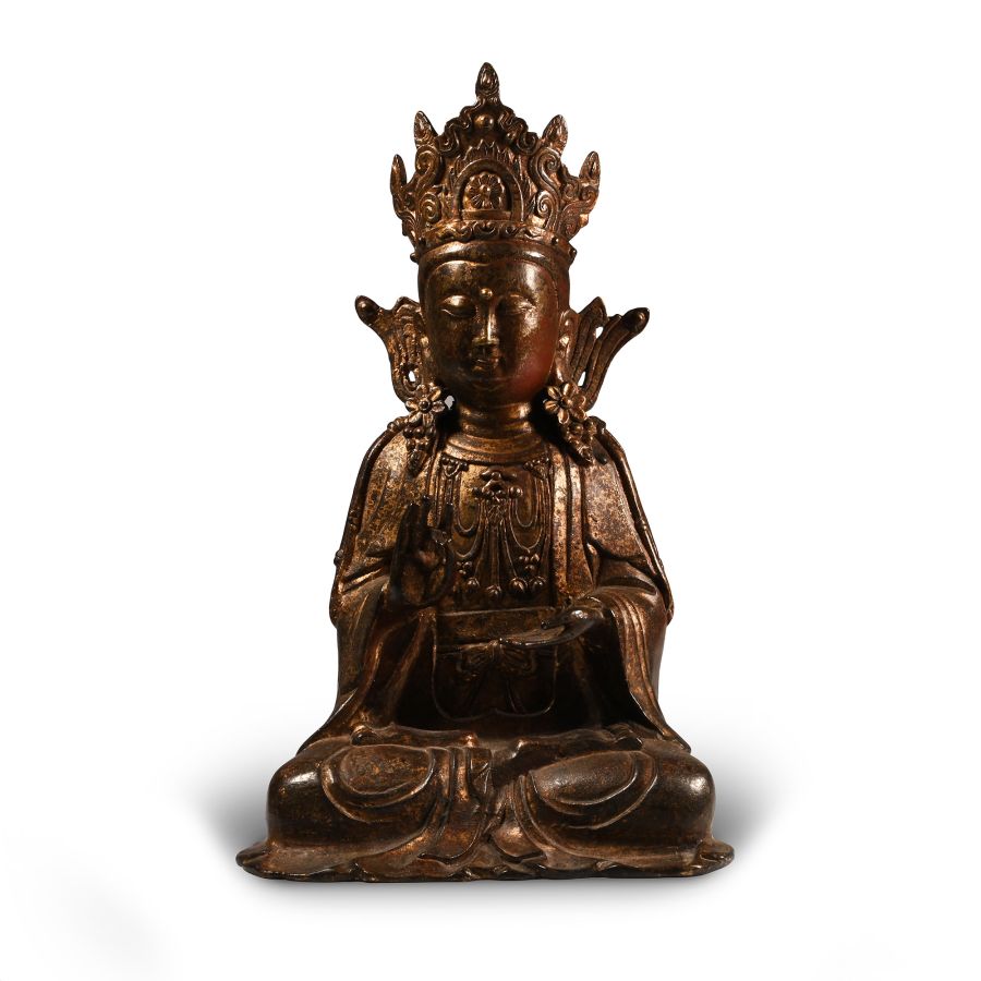 Chinese Style Gilt Bronze Seated Bodhisattva Statue