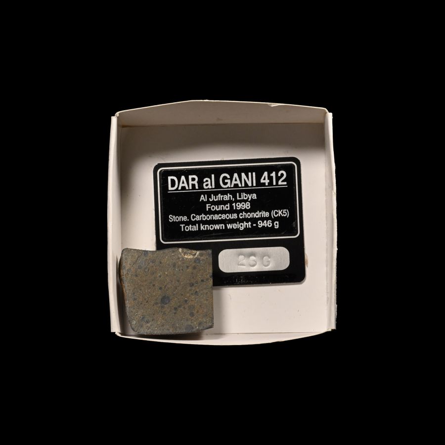 Dar al Gani Carbonaceous Chondrite Meteorite Polished End Cut