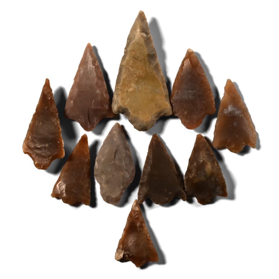 Large Stone Age Barbed and Tanged Arrowhead Collection