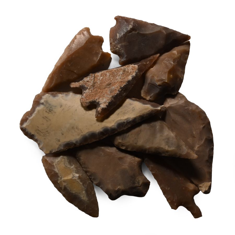 Large Stone Age Barbed and Tanged Arrowhead Collection