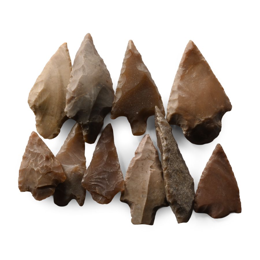 Large Stone Age Barbed and Tanged Arrowhead Collection
