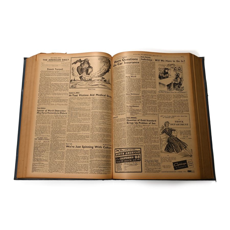 Original United States Air Force Daily Newspaper Bound 'Reel Room' Copies, March 1954 to July 1954 - 122 Publications