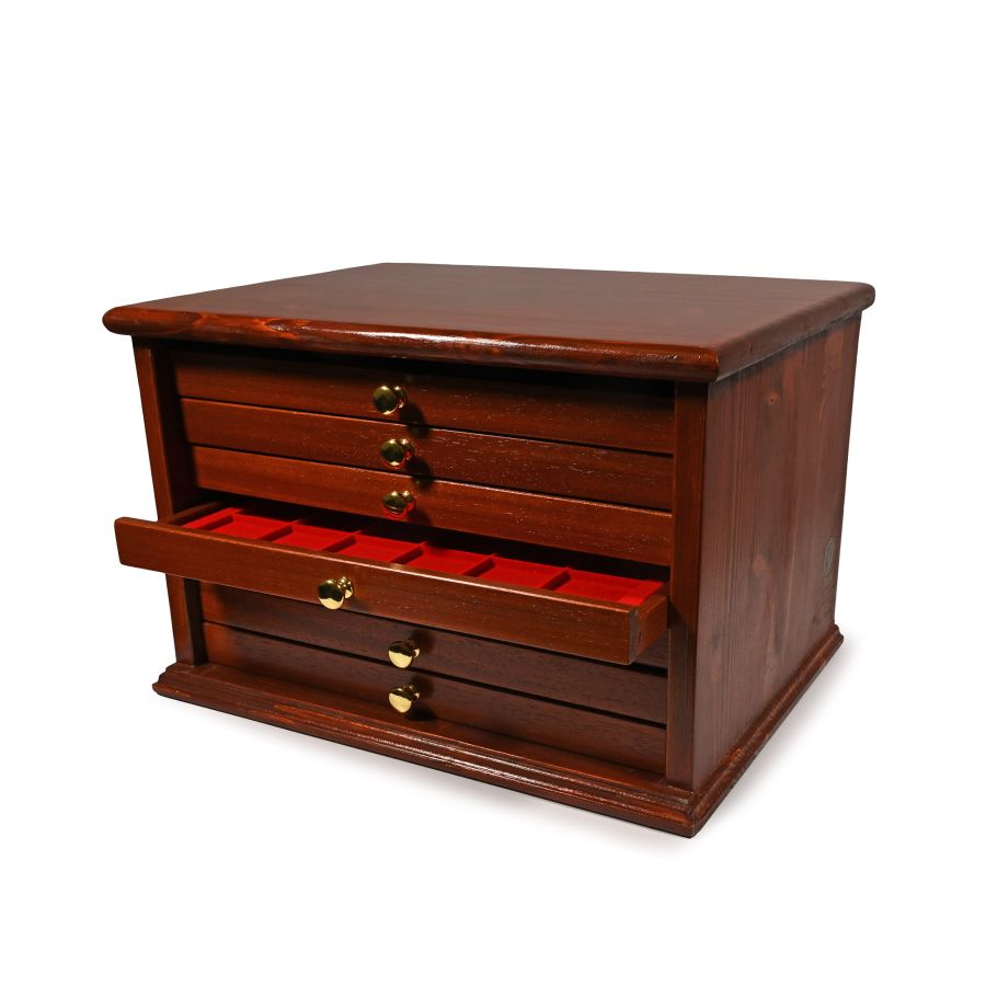 Italian Seven-Drawer Pine Coin Cabinet