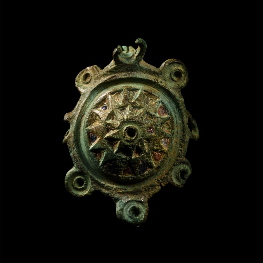 Roman Enamelled Bronze Umbonate Brooch