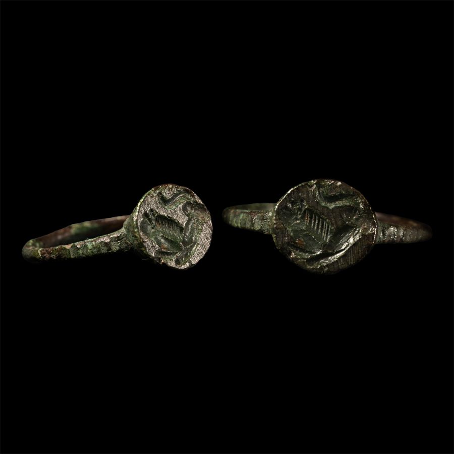 Germanic Bronze Ring with Leaping Lion