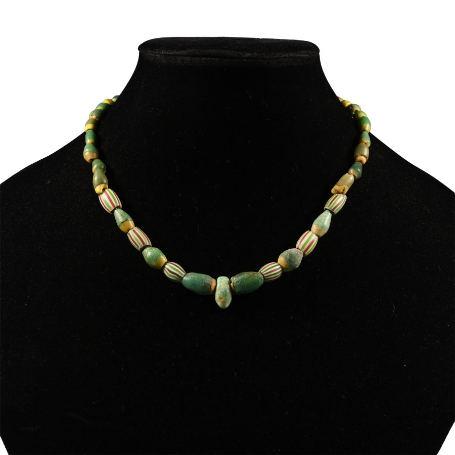 Western Asiatic and Other Green Glass Bead Necklace