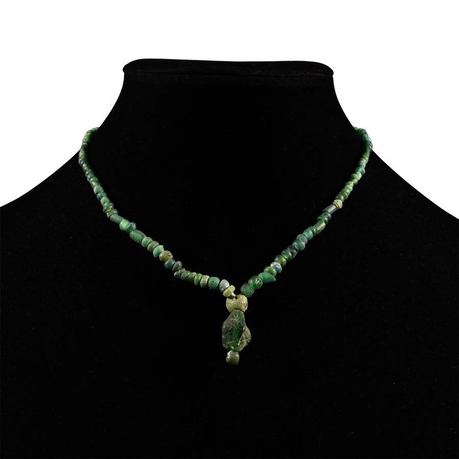 Roman Green Glass Bead Necklace String