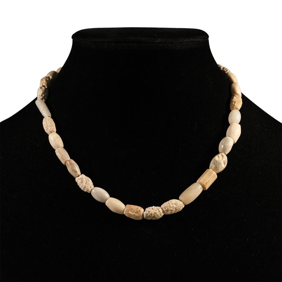 Western Asiatic White Stone Bead Necklace String