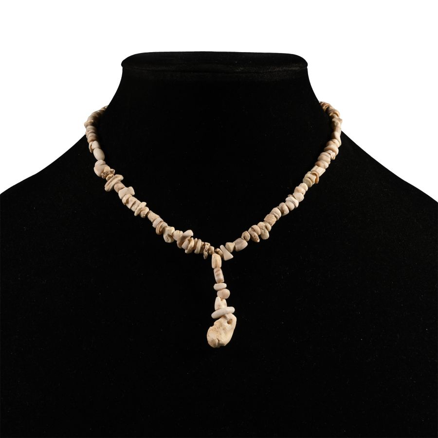 Western Asiatic White Stone and Shell Bead Necklace String
