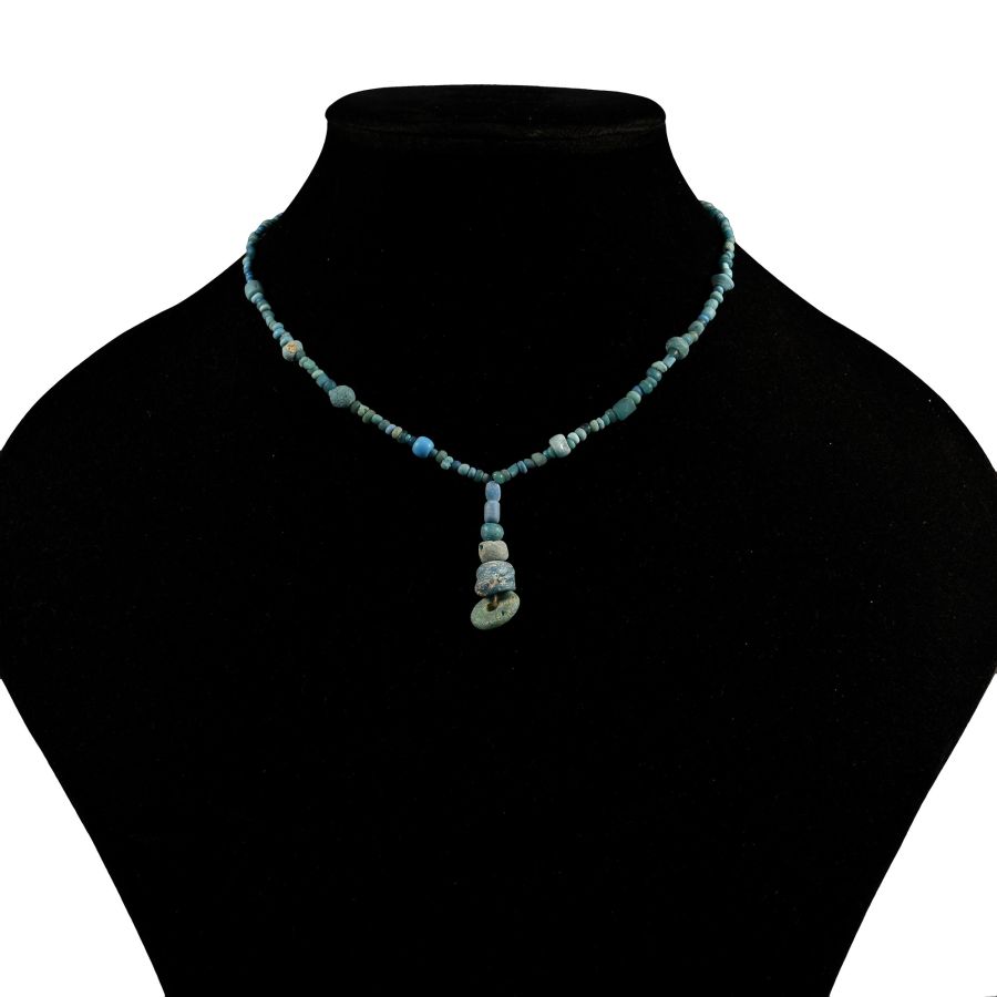 Achaemenid Pale Blue Glass Bead Necklace String