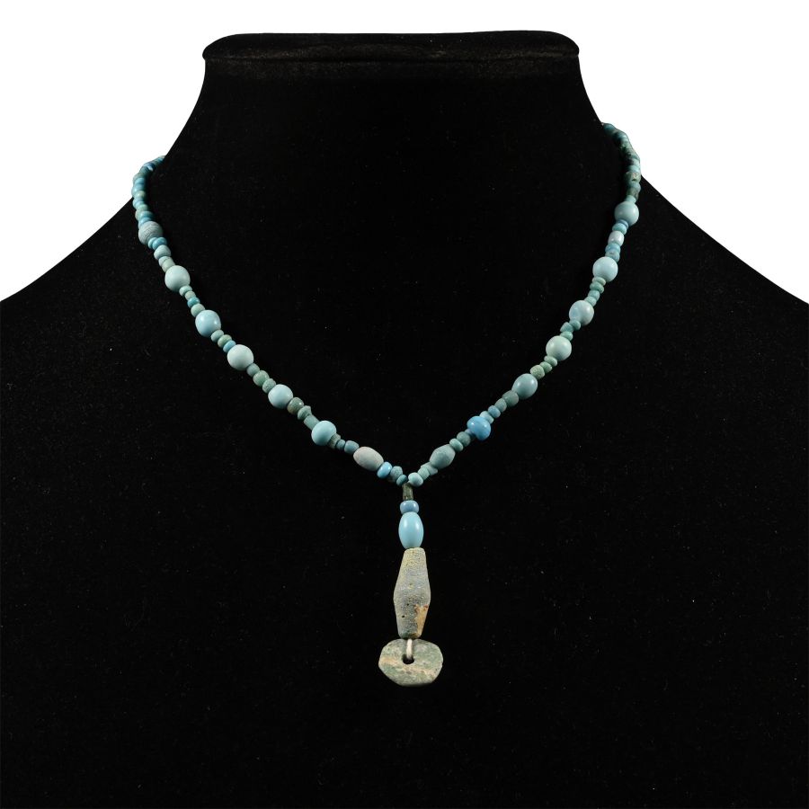 Achaemenid Pale Blue Glass Bead Necklace String