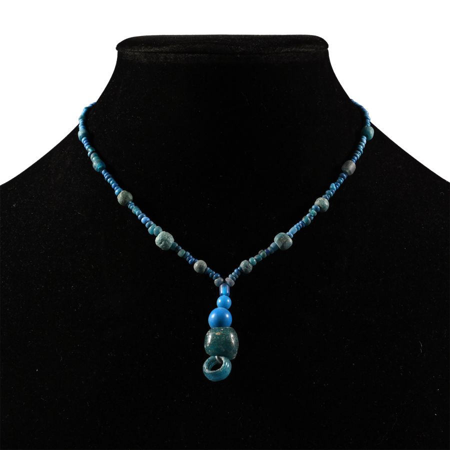 Achaemenid Pale Blue Glass Bead Necklace String