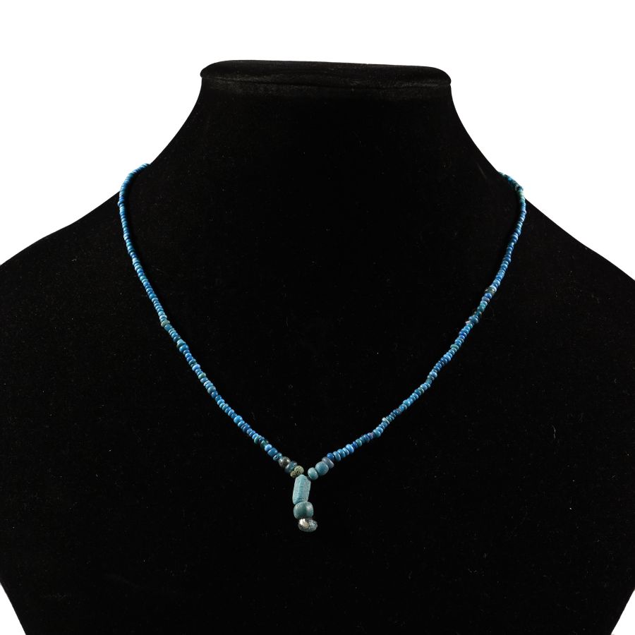 Achaemenid Pale Blue Glass and Ceramic Bead Necklace String