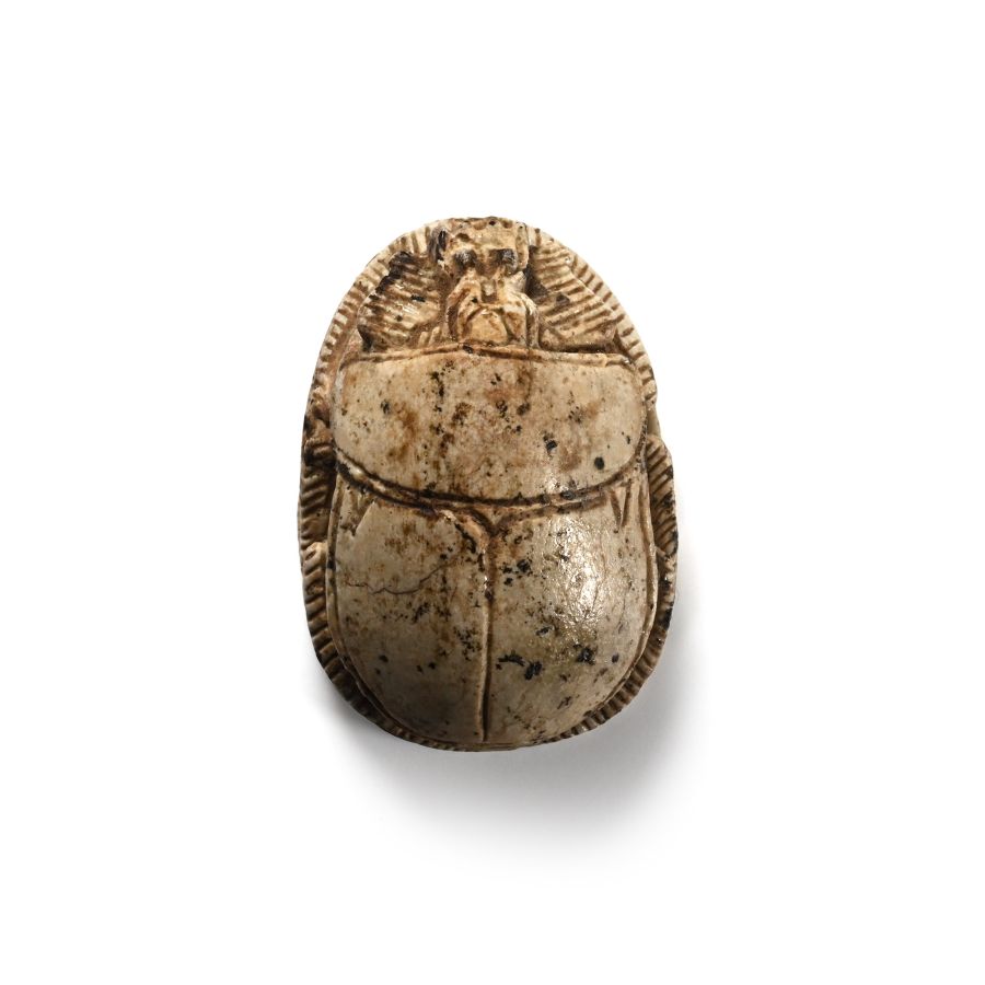 Large Egyptian Steatite Scarab with Sphinx