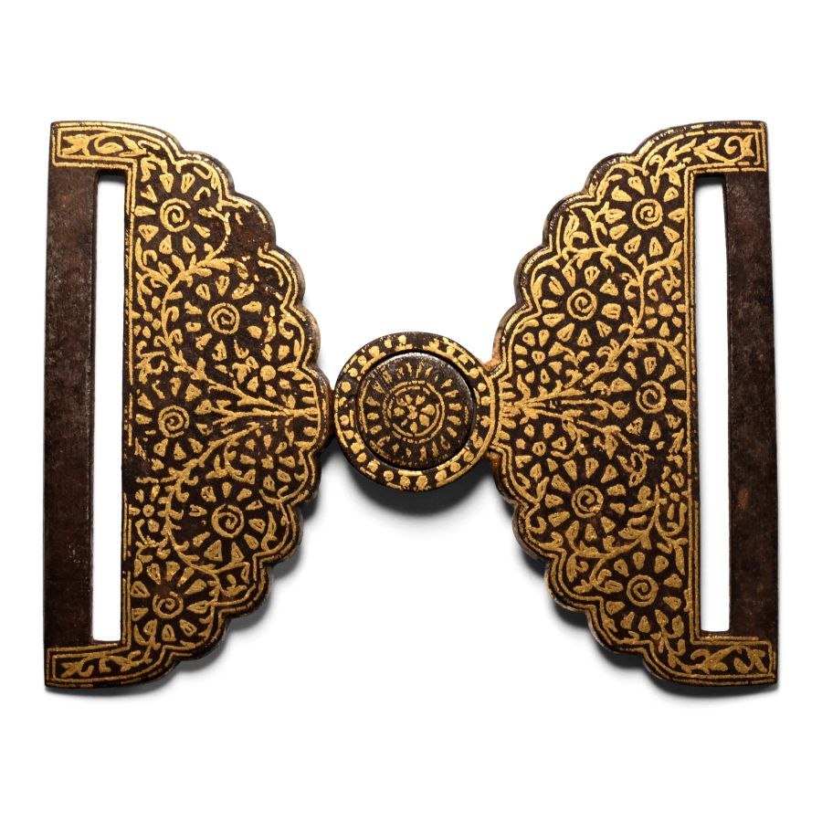 Mughal Inlaid Iron Sword Belt Buckle