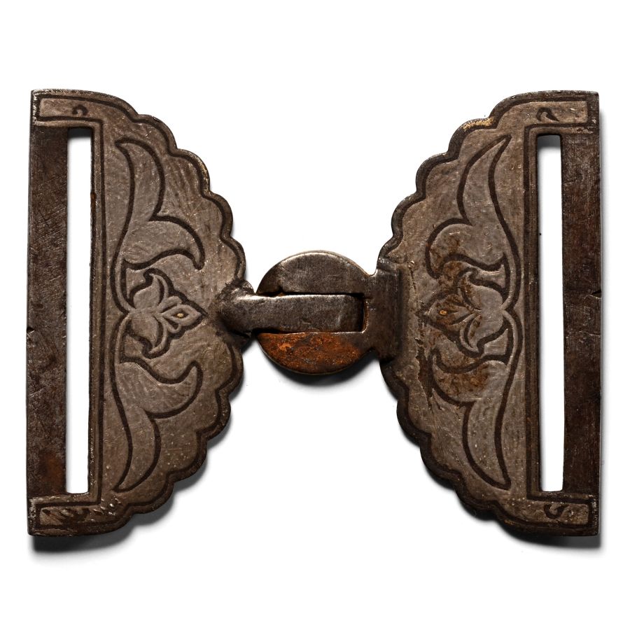 Mughal Inlaid Iron Sword Belt Buckle