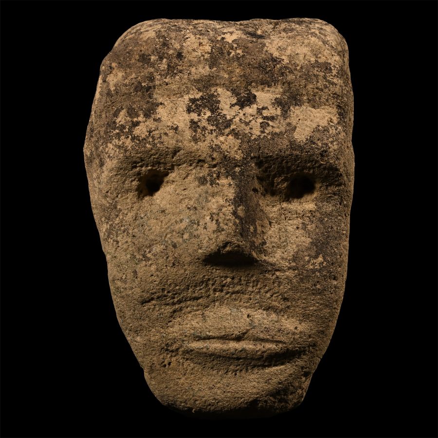 Heavily Patinated Celtic Style Limestone Head