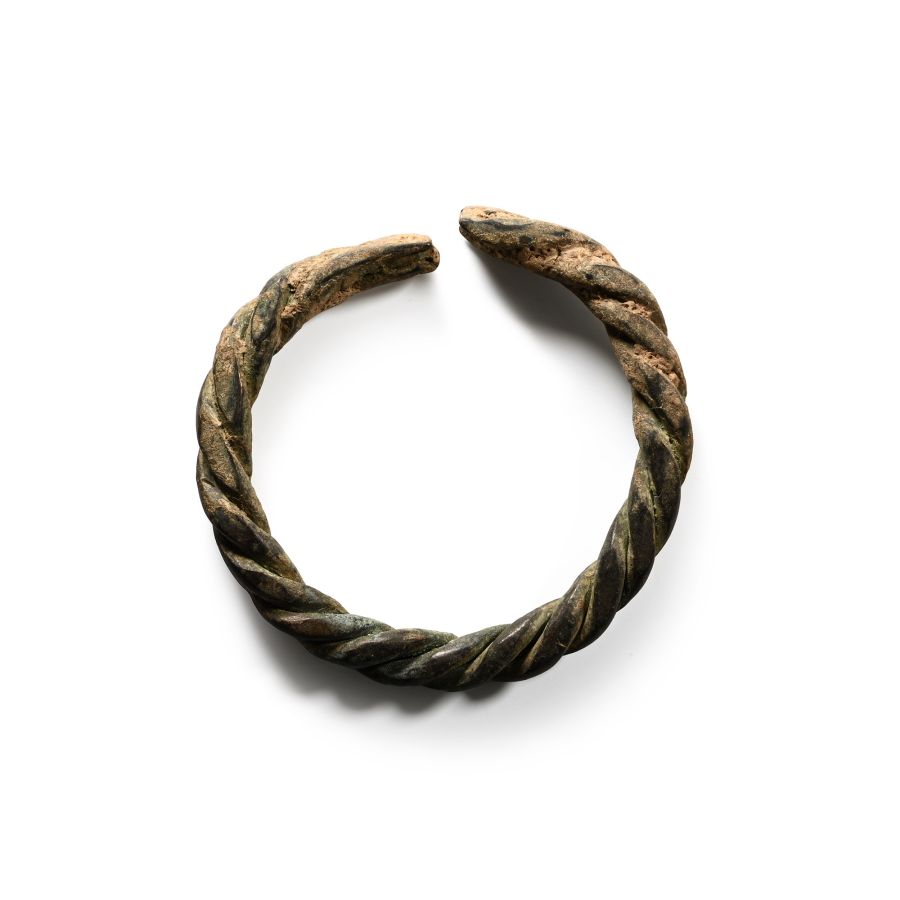 Viking Age Bronze Twisted Bracelet with Flattened Terminals
