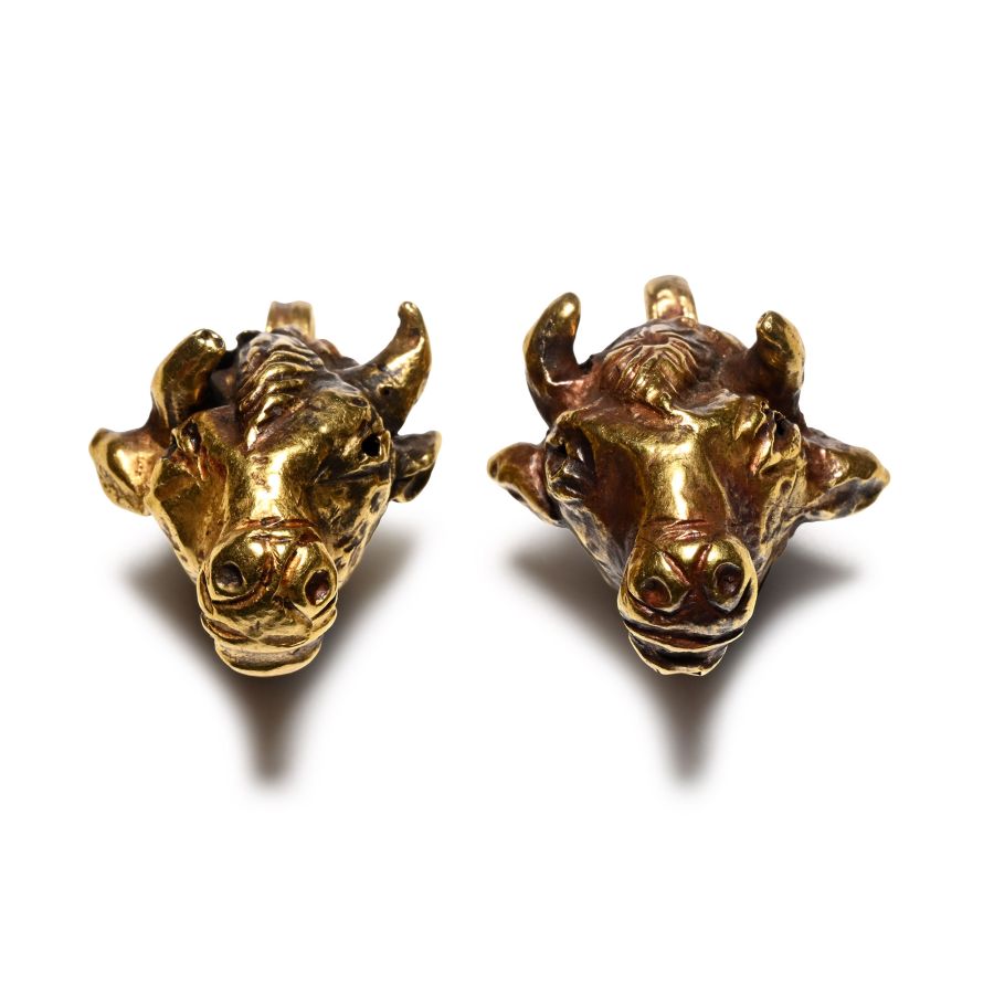 Cypriot Gold Bull-Headed Pendant Pair