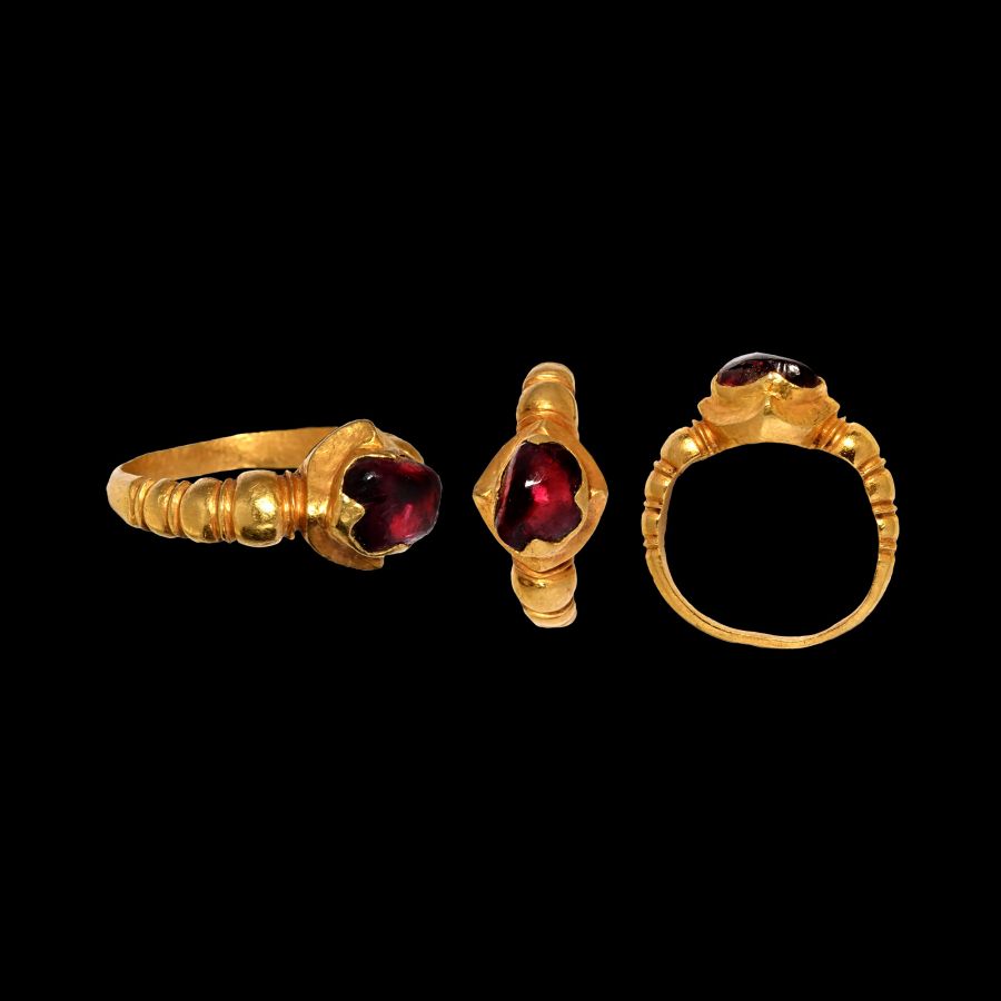 Burmese Gold Ring with Red Garnet