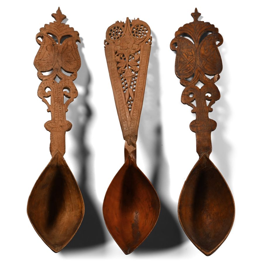 Large Persian Fruit Wood Sherbet Spoons