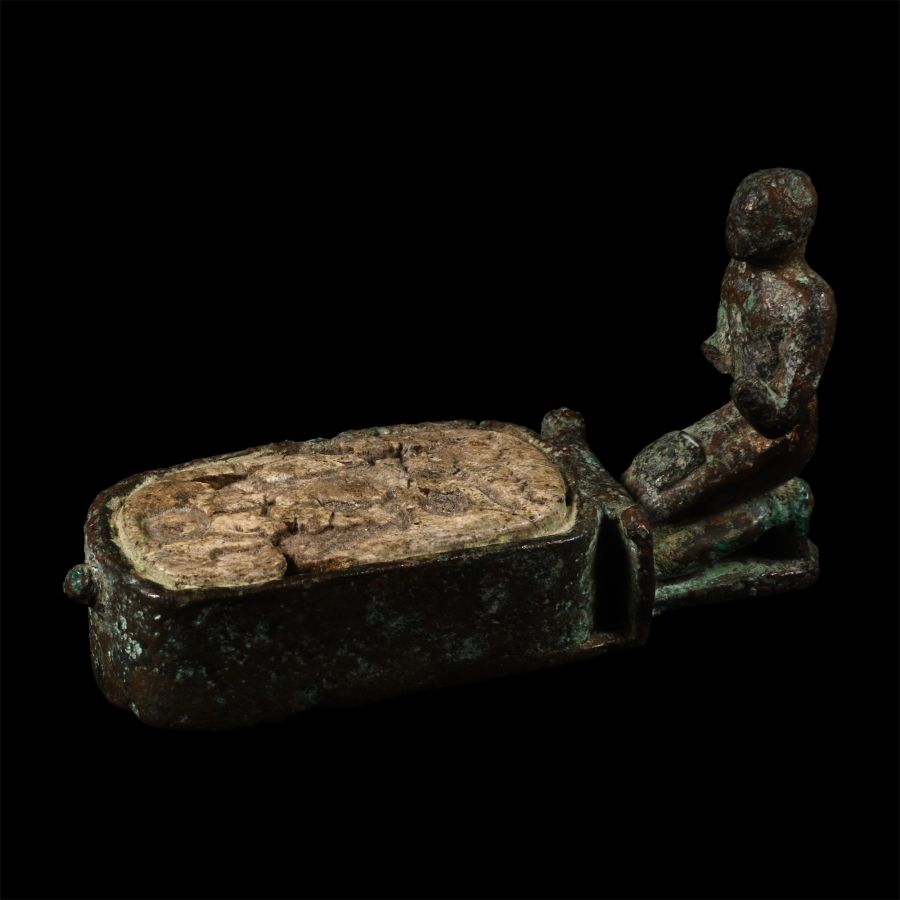 Egyptian Bronze Offering Table with Ramesses II Cartouche