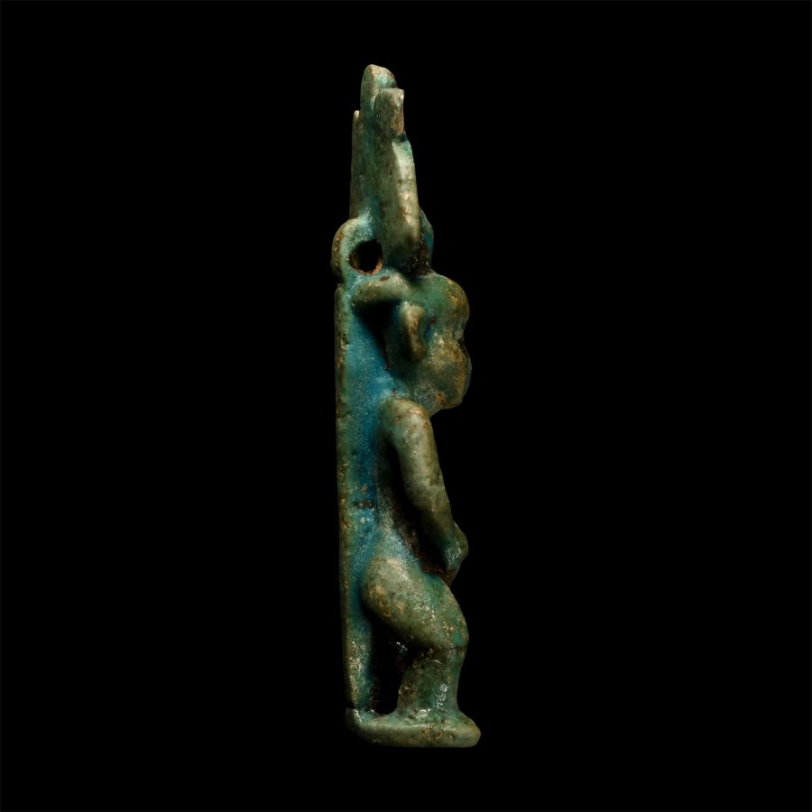 Egyptian Blue Glazed Pataikos Statuette