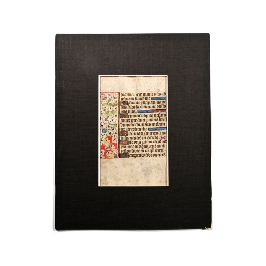 Medieval Bifacial Illuminated Book of Hours Vellum Manuscript Page