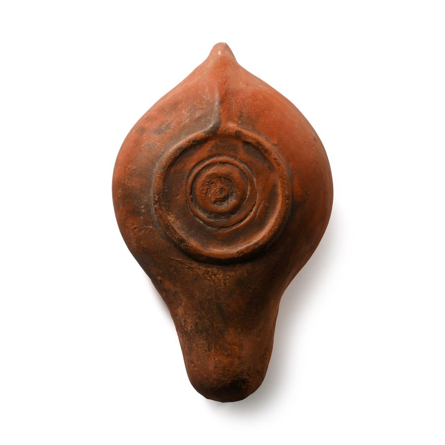 Late Roman Terracotta Oil Lamp with Christogram