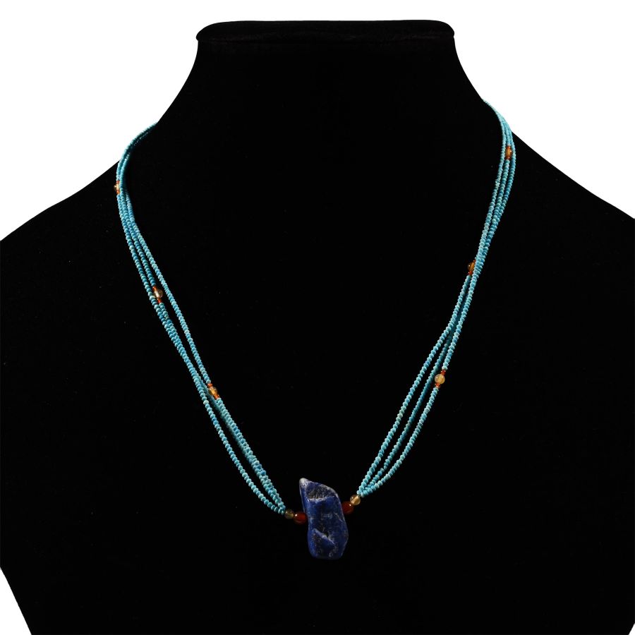 Bactrian Style Turquoise and Lapis Bead Necklace String