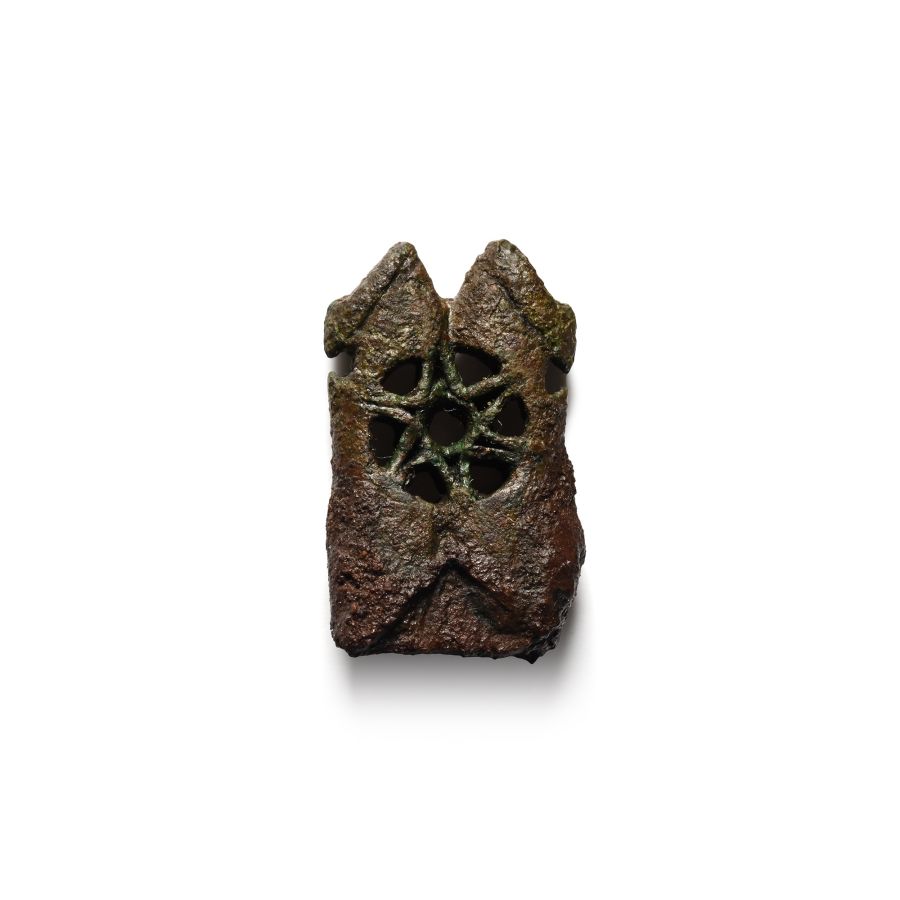Medieval Bronze Openwork Knife Pommel