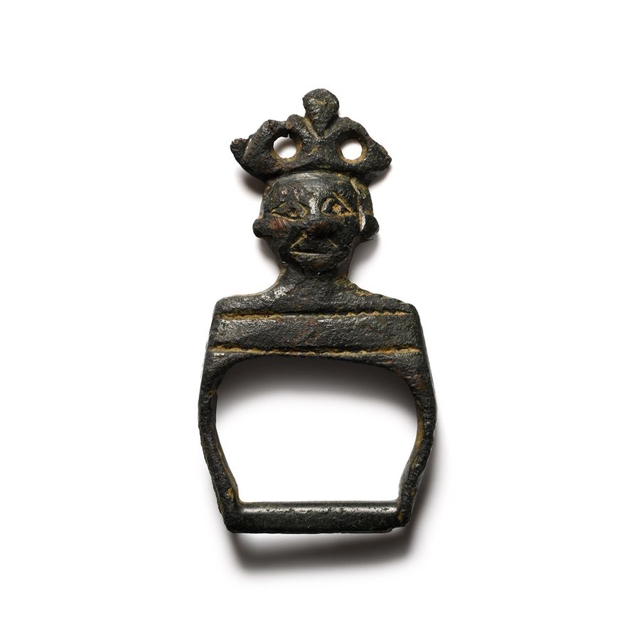 Medieval Bronze Buckle with Crowned Bust