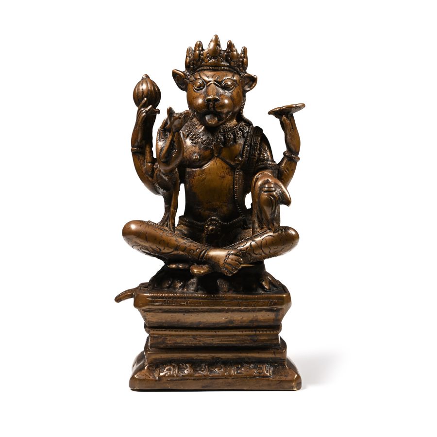 Indian Sacred Copper-alloy Seated Hindu God