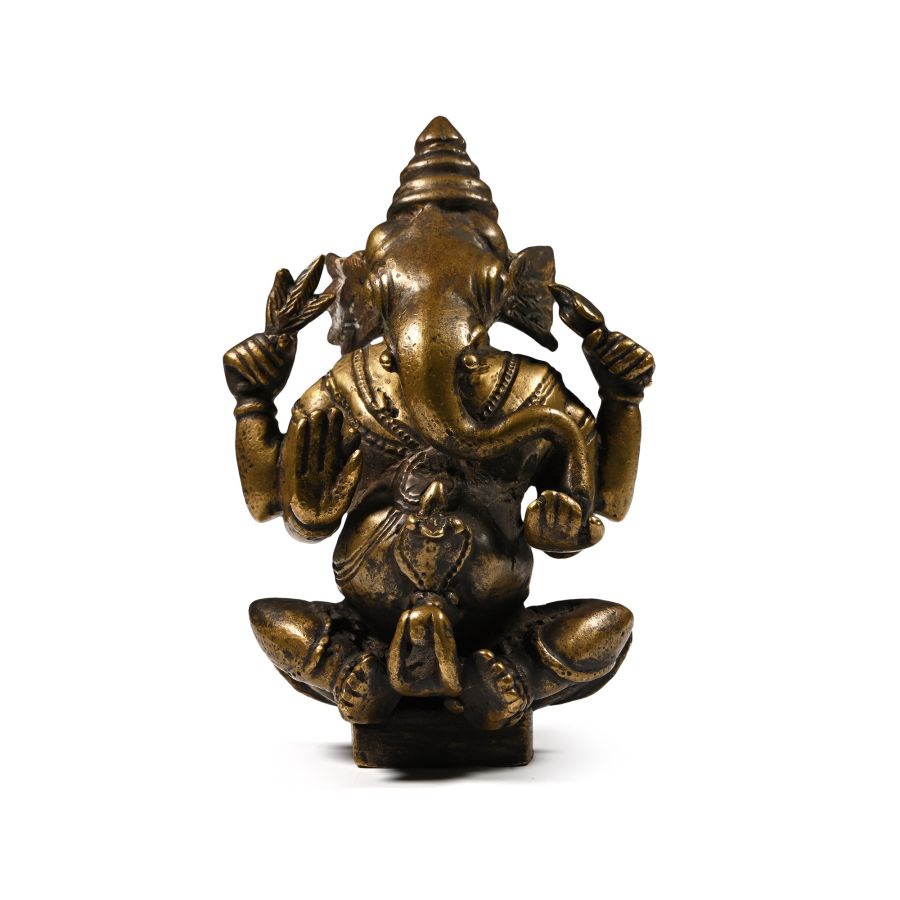 Indian Sacred Copper-Alloy Seated Ganesha
